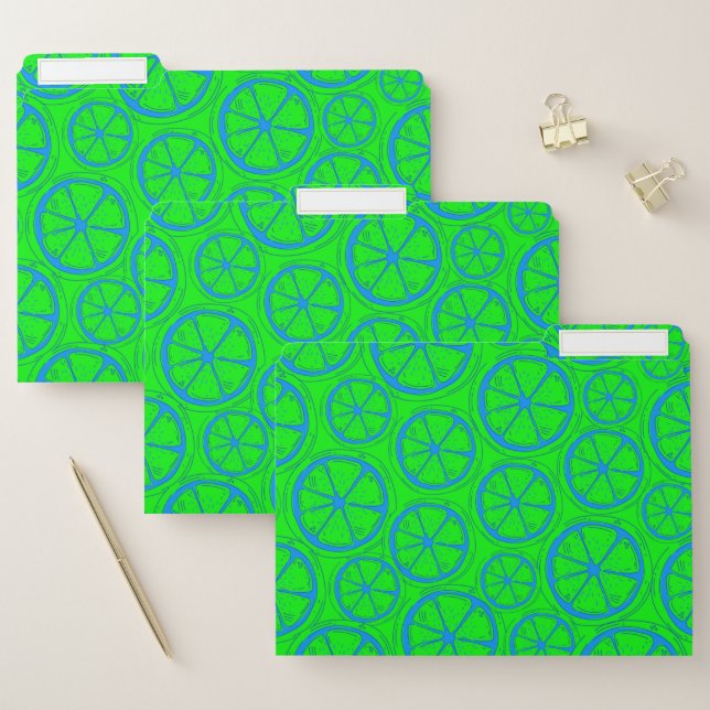 Neon Green and Blue Lemon Retro Spring & Summer  File Folder (Set)
