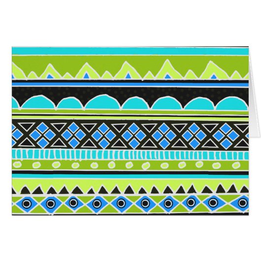 Neon Green and blue tribal pattern Cards (Front Horizontal)