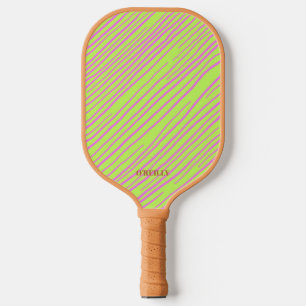 Neon Green and Brown Modern Monogram  Pickleball Paddle