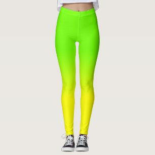 Neon Green and Neon Yellow Ombré  Shade Color Fade Leggings