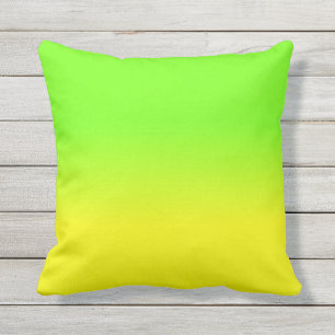 Neon Green and Neon Yellow Ombré Shade Color Fade Outdoor Pillow
