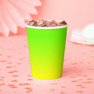 Neon Green and Neon Yellow Ombré  Shade Color Fade Paper Cups