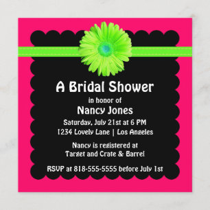 Neon Green and Pink Bridal Shower Invitation