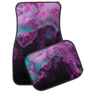 Neon green and purple creative painting, abstract car floor mat