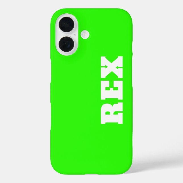 Neon Green and White Modern Name Pet Case-Mate iPhone Case (Back)
