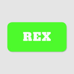 Neon Green and White Modern Name Pet Tag
