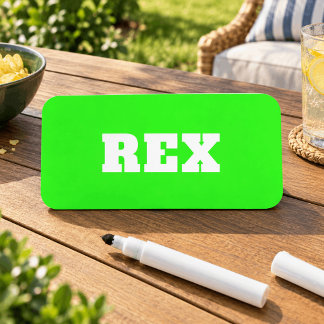 Neon Green and White Modern Name Pet Tag