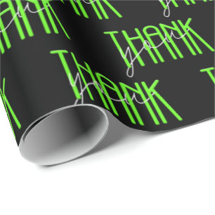 neon green and white thank you sign wrapping paper
