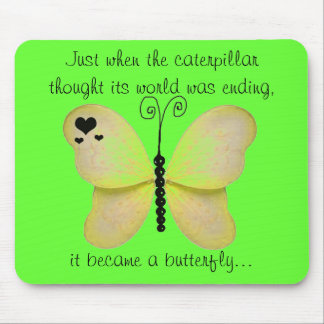 Neon Green and Yellow Butterfly Mouse Pad