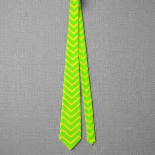 neon green and yellow zigzags neck tie