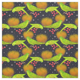 Neon green Australian Parrots Fabric