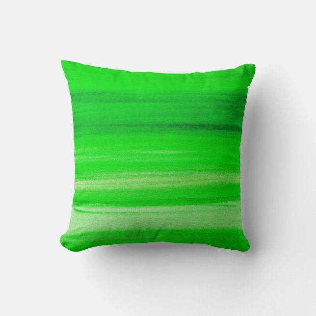 Neon Green Backdrop Watercolor Abstract Background Throw Pillow (Front)
