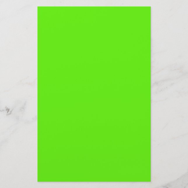Neon Green Background Solid Color Background Stationery (Front)