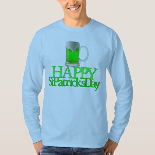 Neon Green Beer Blurred Happy St Patricks Day T_Shirt