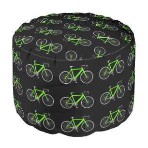 Neon Green Bike On Black Pouf