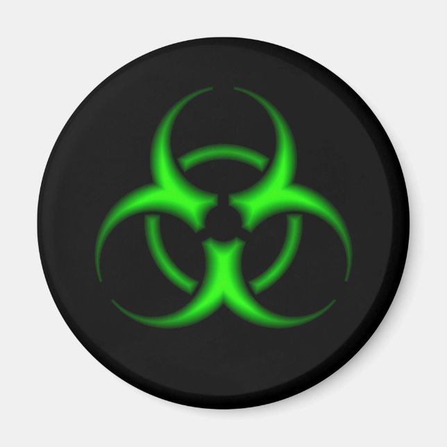 Neon Green Biohazard Symbol Magnet (Front)