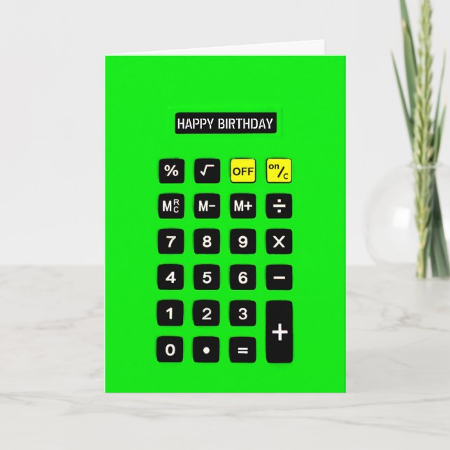 Neon Green Birthday Calculator   Card (Front)