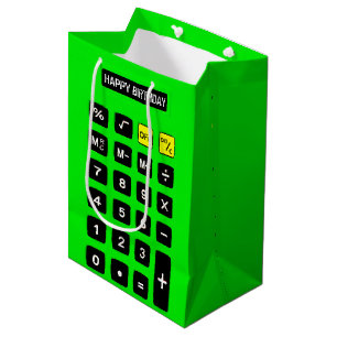 Neon Green Birthday Calculator Medium Gift Bag