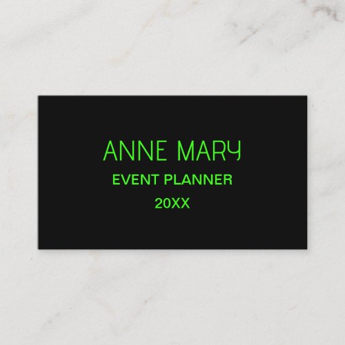 Neon Green Black Custom Color Weddings Modern 2024 Business Card