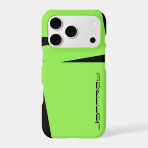 Neon Green & Black, Personalize Name, Simple iPhone 17 Pro Case