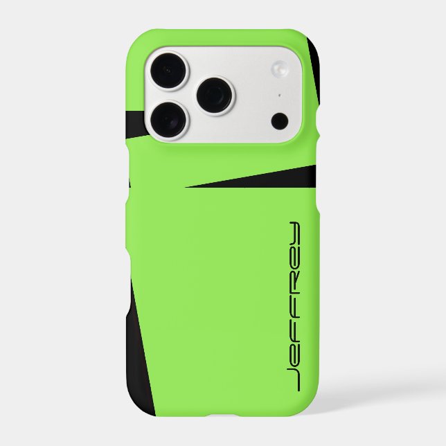 Neon Green & Black, Personalize Name, Simple Case-Mate iPhone Case (Back)