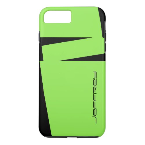 Neon Green  Black Triple Stripe Personalize Name iPhone 8 Plus7 Plus Case