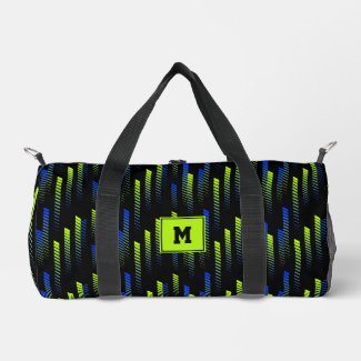 Neon Green Blue Abstract Geometric Gym Sports 