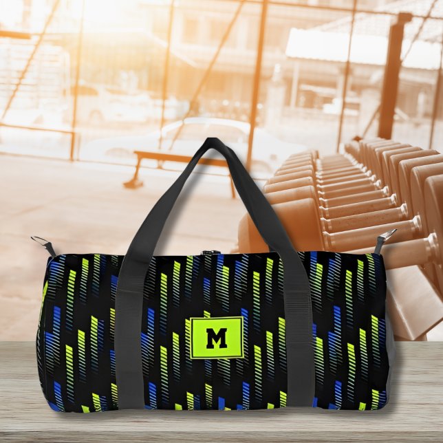 Neon Green Blue Abstract Geometric Gym Sports  Duffle Bag (Creator Uploaded)
