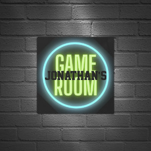 Neon Green Blue Game Room Gaming Sign