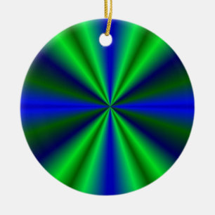 Neon Green Blue Rainbow Ceramic Ornament