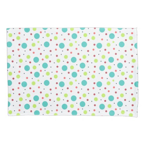 Neon Green Blue Red Pink Gray Polka Dots Pillow Case