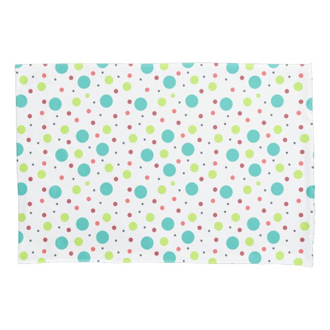 Neon Green Blue Red Pink Gray Polka Dots Pillow Case (Front)