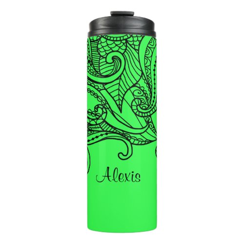 Neon Green Boho Style Thermal Tumbler