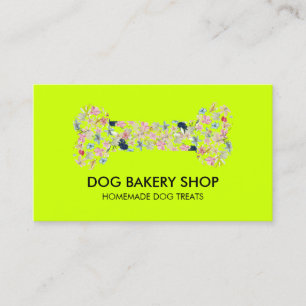 Neon Green Bone Homemade Dog Treats Business Card