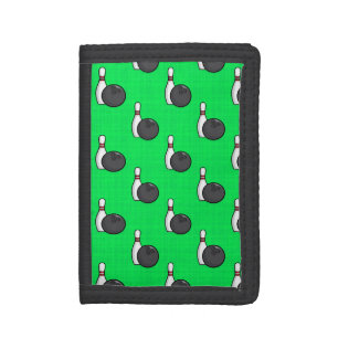Neon Green Bowling Ball Pattern Tri-fold Wallet
