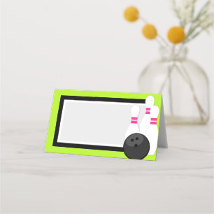 Neon Green Bowling Folding Label or Place Cards