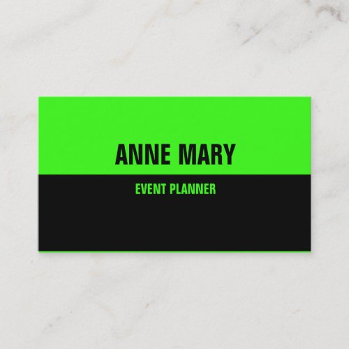 Neon Green Bright Colorful Custom Double Color Business Card