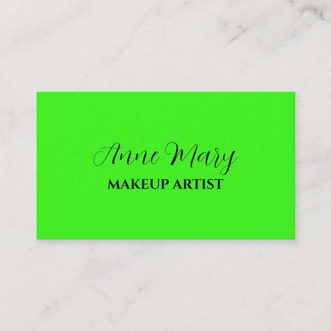 Neon Green Bright Colorful Makeup Artist Salon Business Card (Front)