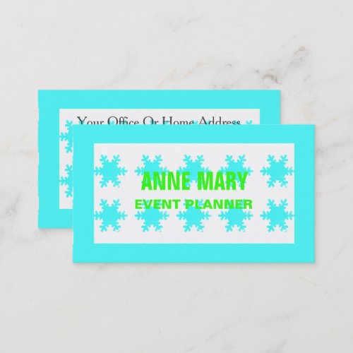 Neon Green Bright Colorful Snowflakes Pattern Cool Business Card