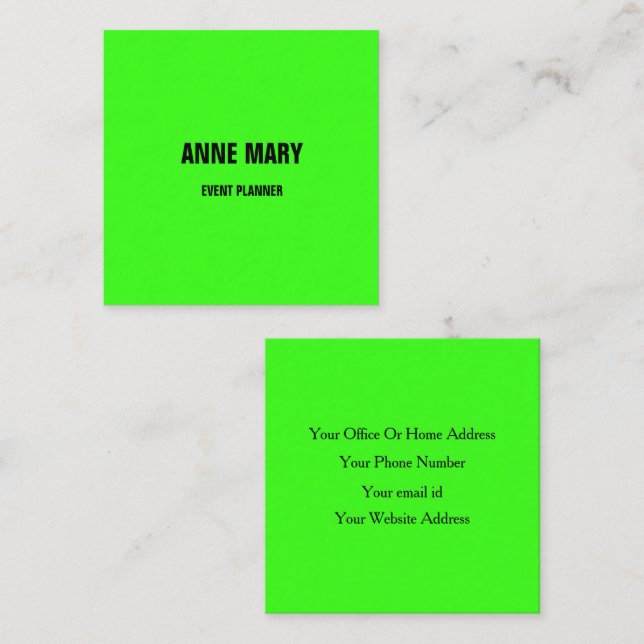 Neon Green Bright Colorful Wedding Event Custom Appointment Card (Front/Back)
