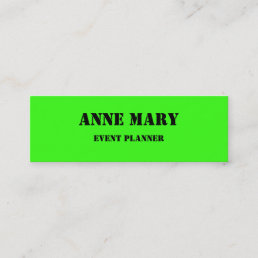 Neon Green Bright Colorful Wedding Event Planner Mini Business Card