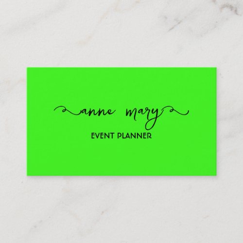 Neon Green Bright Colorful Wedding Events Modern Business Card