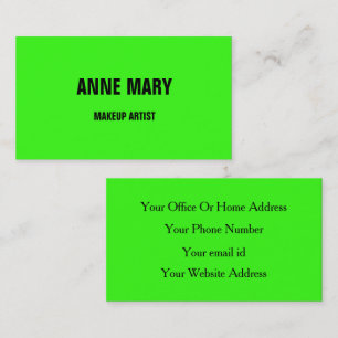 Neon Green Bright Colorful Wedding Makeup Artist Business Card
