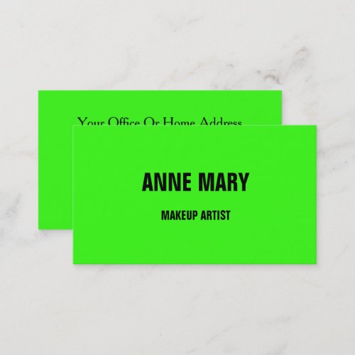 Neon Green Bright Colorful Wedding Makeup Artist Business Card