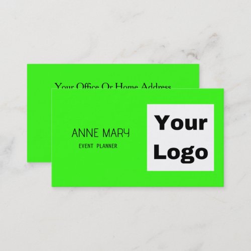 Neon Green Bright Colorful Your Custom Logo Trendy Business Card