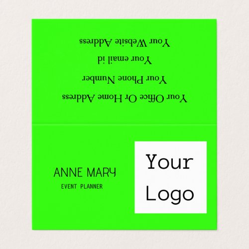 Neon Green Bright Colorful Your Custom Photo Logo Business Card