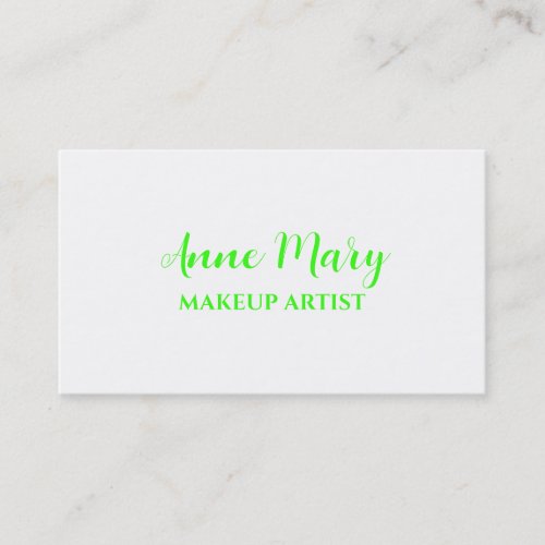 Neon Green Bright Makeup Artist Salon Custom White Business Card