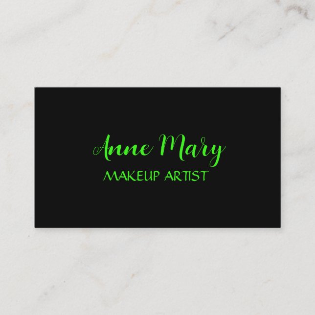 Neon Green Bright Script Makeup Artist Salon Cool Business Card (Front)