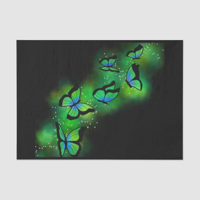 Neon Green Butterflies Tissue Paper (Front)