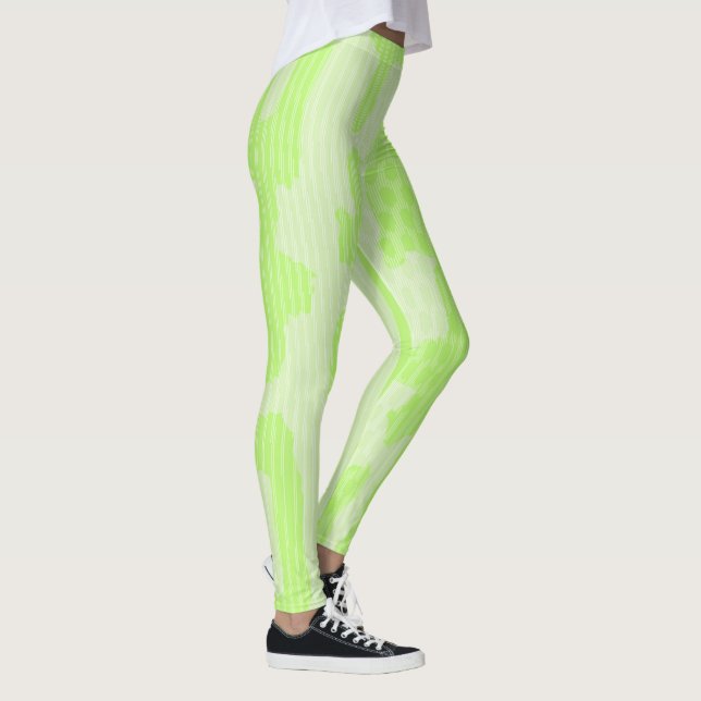 Neon Green Camo-Inspired Abstract Leggings (Right)